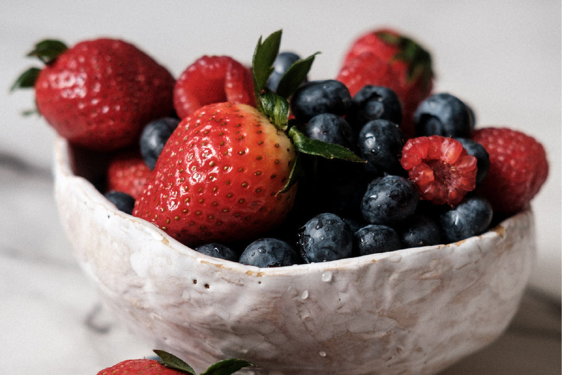 Summer fruits including strawberries and blueberries
