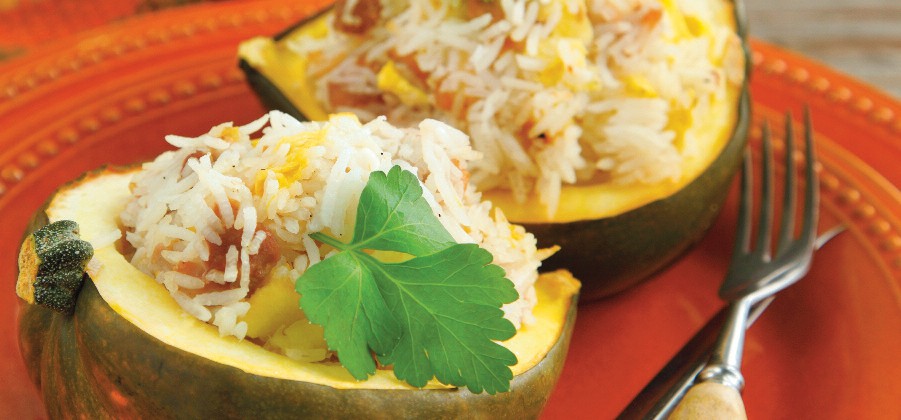 Wild Rice Stuffed Acorn Squash - Wild Rose Canada